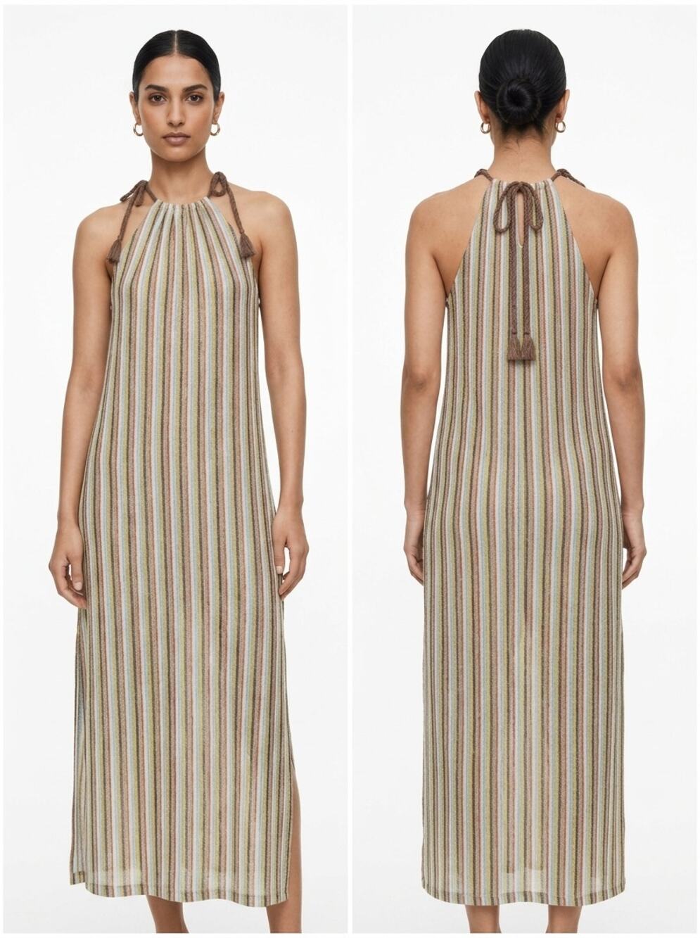 Zara Trafaluc Multicolor Maxi Knit Striped Lightweight Dress Women Size S - Picture 1 of 12